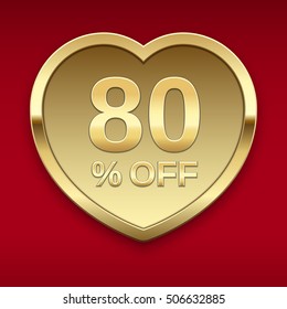 80% off golden badge, vector.