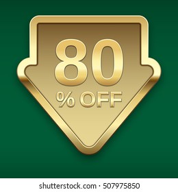 80% off golden badge, vector.