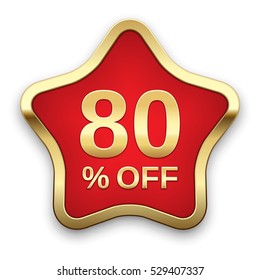 80% off golden badge, vector 