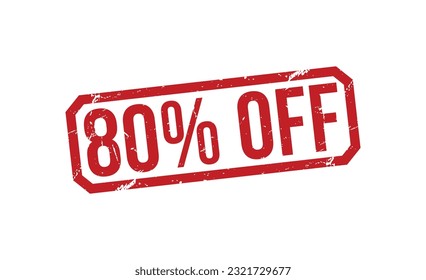 80% Sello de goma de color negro sobre fondo blanco. 80% de descuento en el sello de goma.