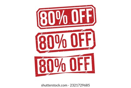 80% Off grunge rubber stamp on white background. 80% Off Rubber Stamp set.