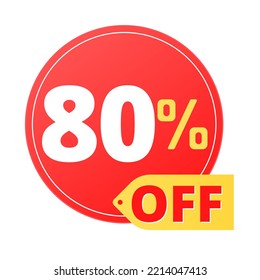 80% off limited special offer. Discount banner in red and yellow circular balloon, super discount.