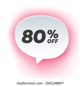 80% off mega discount sale sticker, ad offer on shopping day.  Vector illustration of discount offer price label isolated on white background
