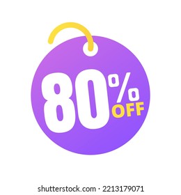 80% off percent offer, with online sale purple light label design