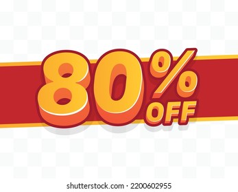 80% off. Off 80 percent. Sales concept. 3d illustration.