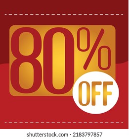 80% off. red and orange banner with floating balloon for promotions and offers
