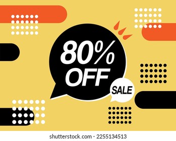 80% off sale balloon. Sale promotional vector, retail store concept. Isolated discount and price reduction coupon design