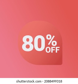 80% off Sale banner offer ad discount promotion vector banner. price discount offer. season sale promo sticker colorful background