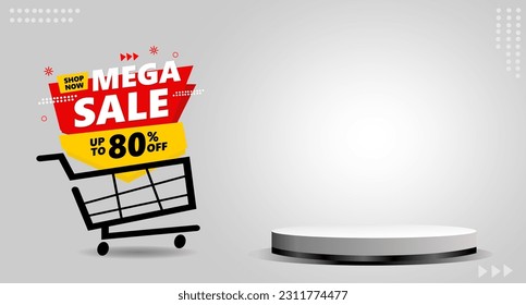 80% off  sale banner template design copy space area.