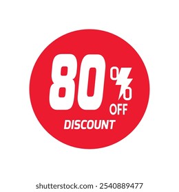 80% OFF Sale Discount Banner offer price tag. Special offer sale red label. Vector Modern Sticker Illustration Background