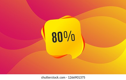80% off Sale. Discount offer price sign. Special offer symbol. Wave background. Abstract shopping banner. Template for design. Vector