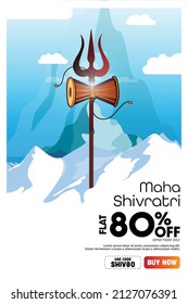 80% OFF Sale. Happy Mahashivratri Sale Offer Banner, Advertisement, Discount Promotion.