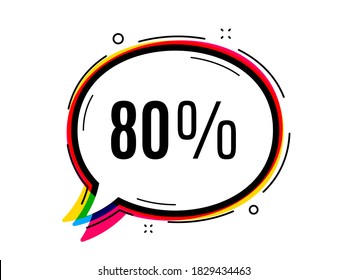 80% de descuento en venta. Banner vector de burbuja de voz. Signo de precio de oferta de descuento. Símbolo de oferta especial. Forma de globo de voz de reflexión o diálogo. Descuento de la burbuja del pensamiento de chat. Mensaje de nube infográfica. Vector