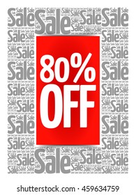 80% OFF Sale words cloud, business concept background
