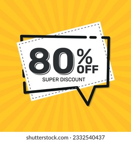 80% OFF. Super Discount. Discount Promotion Special Offer. 20% Discount. Yellow Square Banner Template.