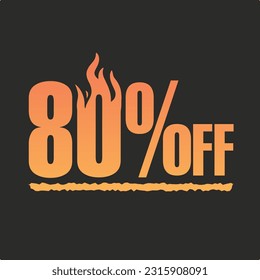 80% OFF value with gradient orange fire icon