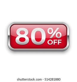 80% off vector badge, silver