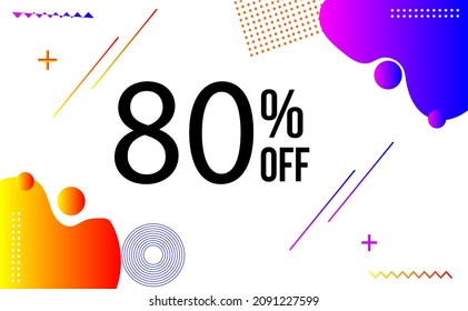 80% off vector banner. Super Sale 80% banner. Smooth gradient texture abstract vector background. Applicable for poster, advertisement, brochure, business, invitation, festival and covers. EPS 10
