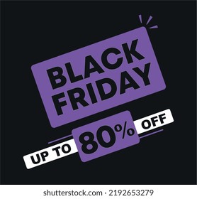 80% de descuento. Ilustración vectorial Viernes Negro. Promoción, oferta, venta al por menor, tienda.