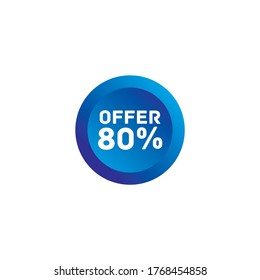 80% offer discount tag sticker circle round vector eps