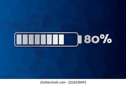 80 percent chart. Infographic vector icon with blue low poly background. Element for business, finance, web design, presentation