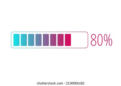 80 percent chart. Vector percentage infographics. Isolated gradient icon. Sign for download, growth, progress, business, design