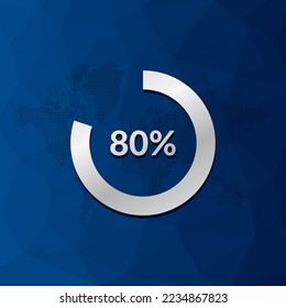 80 percent circle chart. Infographic vector icon with blue low poly pattern. Element for business, finance, web design, progress, download, presentation