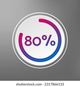 gráfico circular de 80 por ciento, símbolo aislado sobre fondo gris. Elemento de gradiente vectorial. Signo Infográfico Porcentaje. Icono para negocios, finanzas, progreso, diseño web, descarga