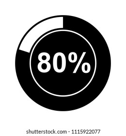 80 percent circle icon set.Vector illustration