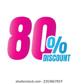 80 percent discount deal icon, 80% special offer discount vector, 80 percent sale price reduction offer, Friday shopping sale discount percentage design