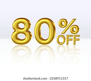 80 percent discount. Golden numbers with percentage sign. Special offer. vector illustration.