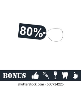 80 percent discount icon flat. Vector illustration symbol and bonus pictogram