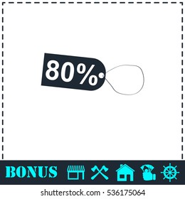 80 percent discount icon flat. Simple vector symbol and bonus icon