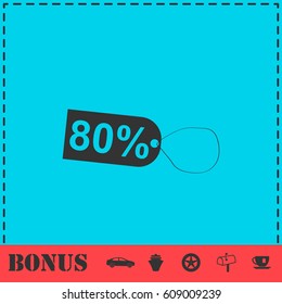 80 percent discount icon flat. Simple vector symbol and bonus icon