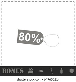 80 percent discount icon flat. Simple vector symbol and bonus icon