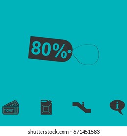 80 percent discount icon flat. Simple vector symbol and bonus icon