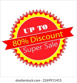 80 Percent Discount sale banner Special offer limited time Offer Button. Sale discount offer. Luxury promotion banner with golden typography on white background Floral Vector