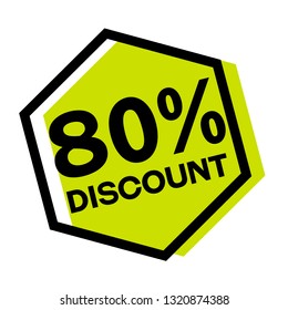 80 percent discount stamp on white background. Sign, label, sticker.