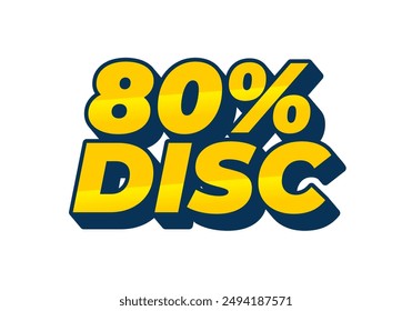 80 por ciento de descuento. Diseño de efectos de texto en buenos colores y estilo 3D