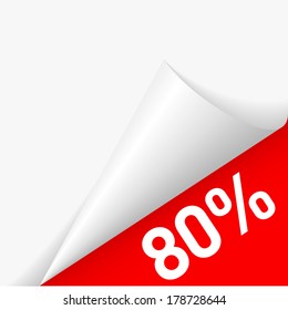 80 percent discount under folded paper corner