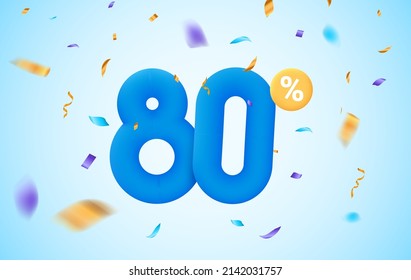 80 percent discount vector illustration 3d mega loyalty. 80 percent bonus marketing discount