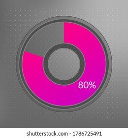 80 percent isolated pie chart. Percentage vector, transparent infographic icon on dotted background. Circle sign for business, finance, web design, download, progress