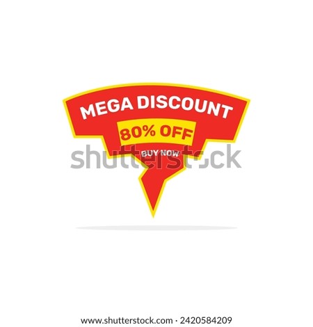 80 percent mega discount sale banner. Special offer price tag. Vector illustration.