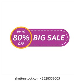 Up to 80 percent Off Big Sale Purple and Yellow Label