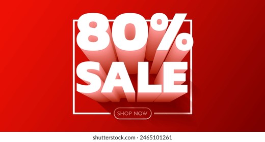 80 percent Off. Discount creative composition. Mega Sale. Vector illustration.