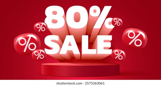 80 percent Off. Discount creative composition. Mega Sale. Vector illustration.