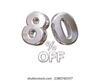 80 percent off discount sale 3d rendering text illustration