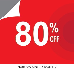 80% de desconto. Desconto para suas vendas. Vermelho e branco. 