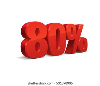 80 percent off, sale background, object 3D. Eps10 Vector.