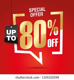 80 percent off sale isolated gold red sticker icon